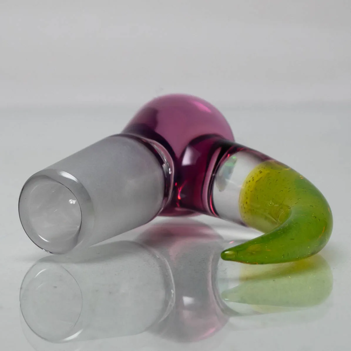 Unity Glassworks - 3 Hole Opal Horn Slide - 14mm - Stargazer & CFL Sunset Slyme