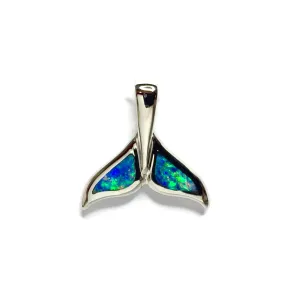 Whale Tail Necklaces Natural Opal Double Sided Inlaid Sea Life Pendant