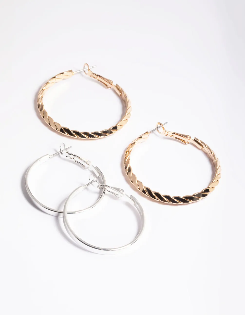 Wide Twist Hoop Earrings Pack