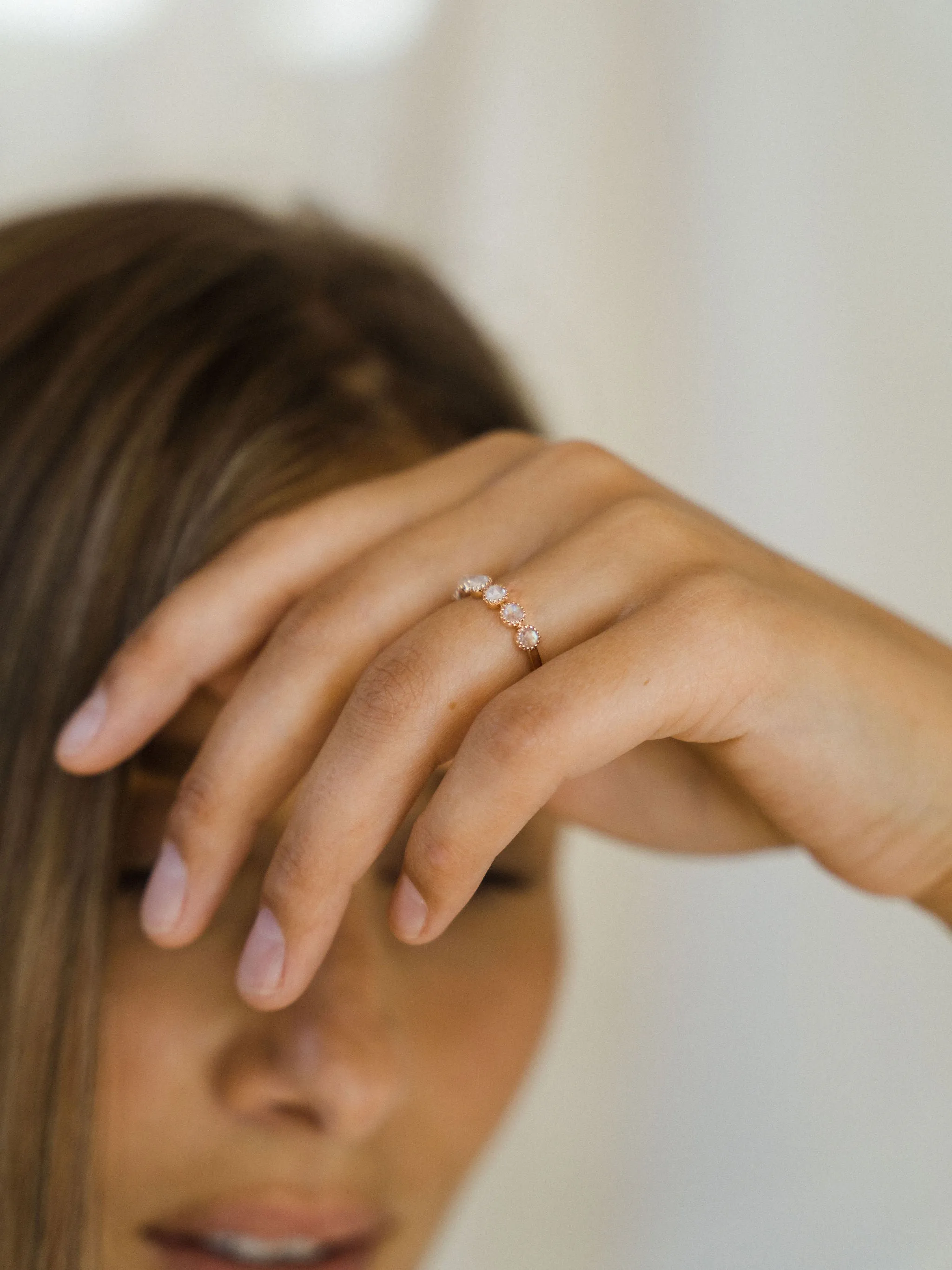 Zara Rainbow Moonstone Ring | 14k Gold